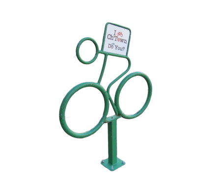Bike Rack for locking your bike to if you want to stop to shop or have a bite to eat.